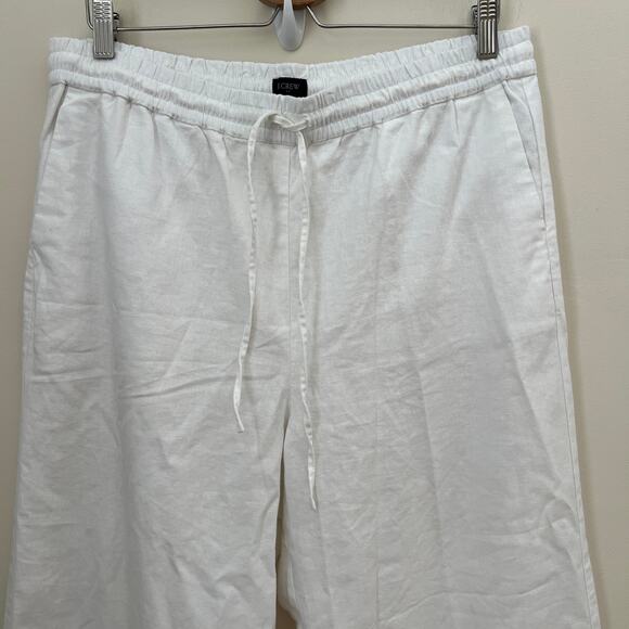 NWT J.Crew Women's White Linen Blend Drawstring Wide Leg Pants Size 14 - Picture 3 of 11